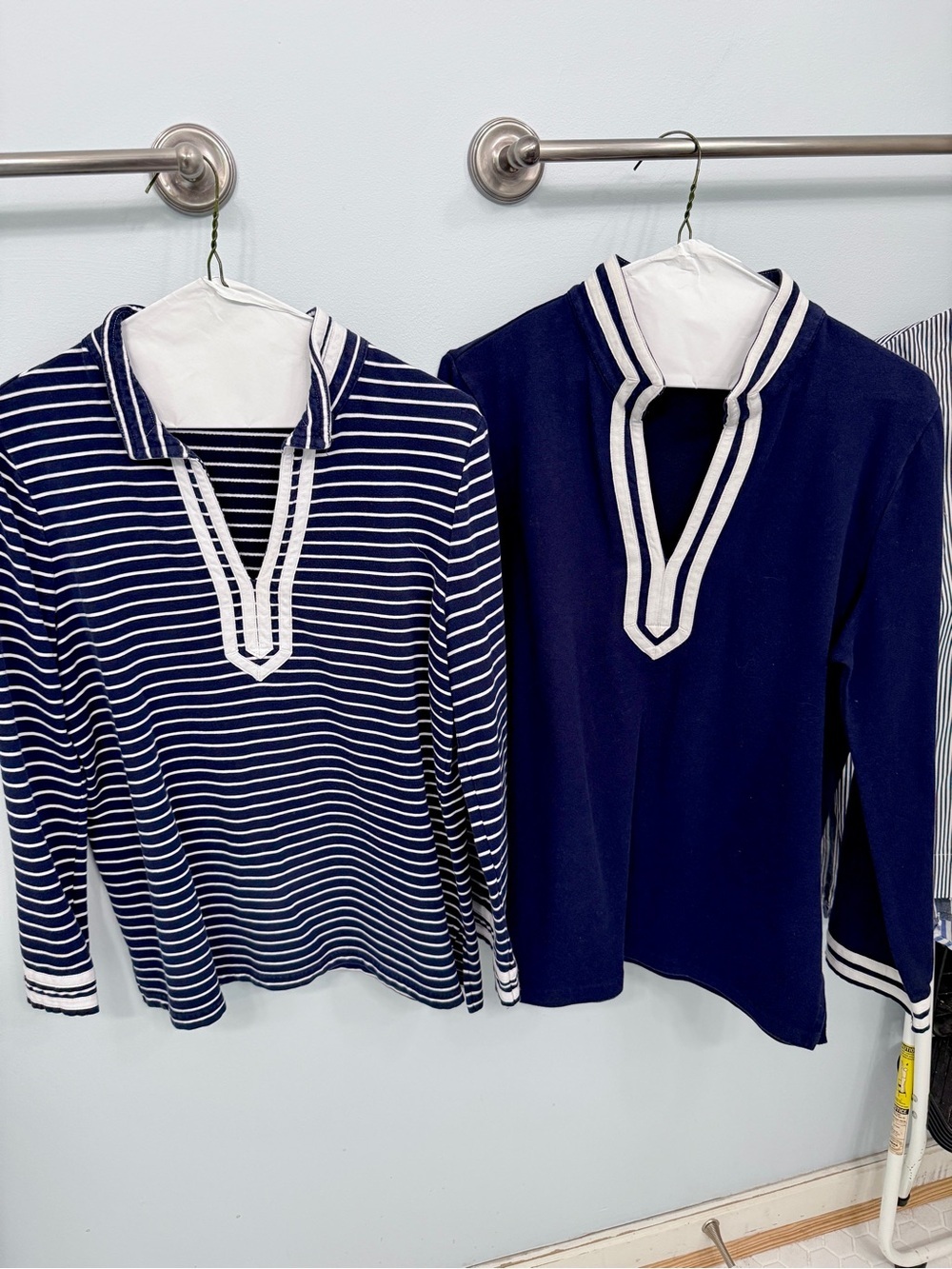 Talbots Petite Medium Nautical Knit Top Bundle Navy White Striped Coastal Preppy